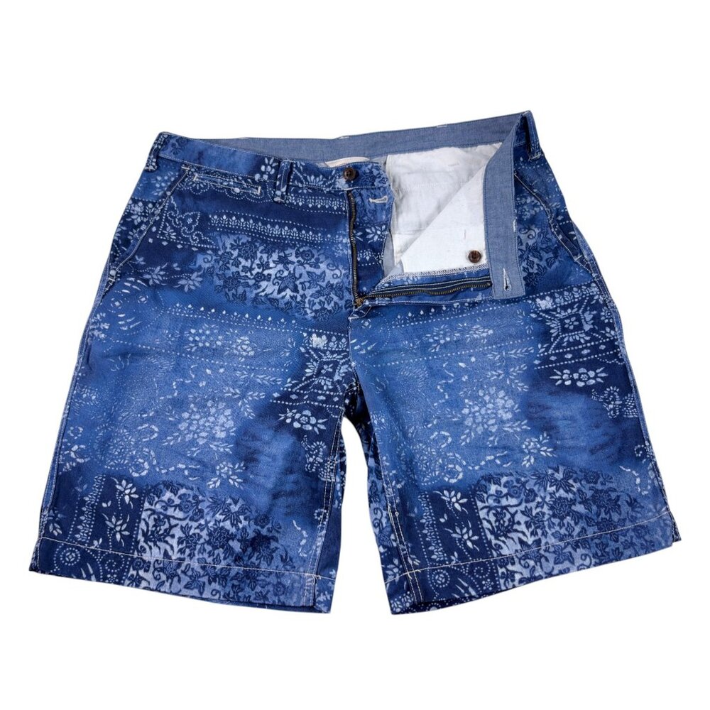 Polo Ralph Lauren 10" Chino Shorts Mens Size 38 Blue Bandana Print Relaxed Fit